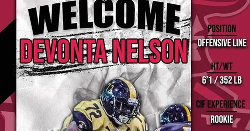 Marshals sign arena veteran OL Devonta Nelson